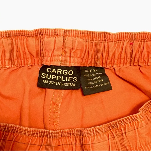 VINTAGE-CARGO SUPPLIES- Shorts orange plaid~YOUTH size XL - Picture 4 of 6